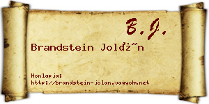 Brandstein Jolán névjegykártya